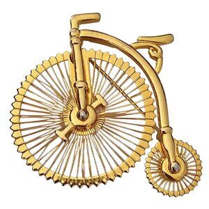 Monet Gold Tone Penny Farthing Tricycle Bike Brooch, Vintage Pin J330